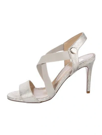 Pre-owned Bruno Magli Leather Slingback Sandals In Gray