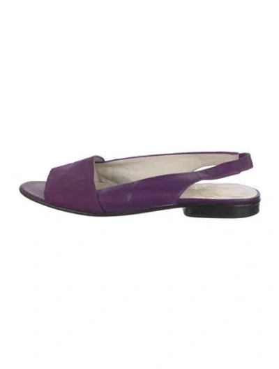 Pre-owned Bruno Magli Leather Slingback Sandals In Purple