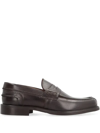 Bruno Magli Leather Slip-on Loafers In Brown