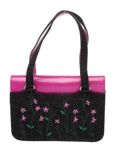 Pre-owned Bruno Magli Leather Top Handle Bag In Purple