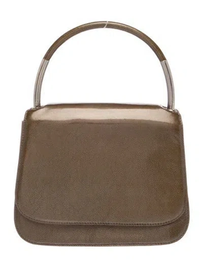 Pre-owned Bruno Magli Leather Top Handle Bag Vintage In Neutrals/silver