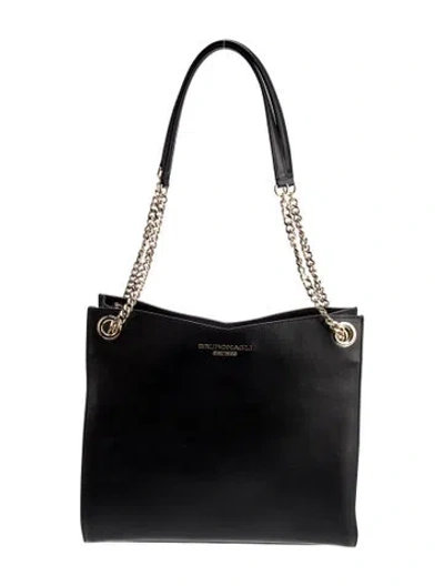 Pre-owned Bruno Magli Leather Top Handle Bag W/ Tags In Black