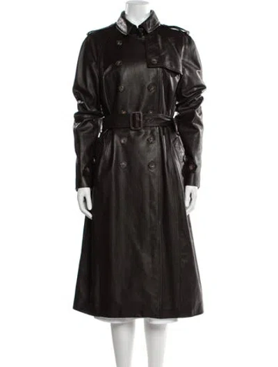 Pre-owned Bruno Magli Leather Trench Coat In Brown