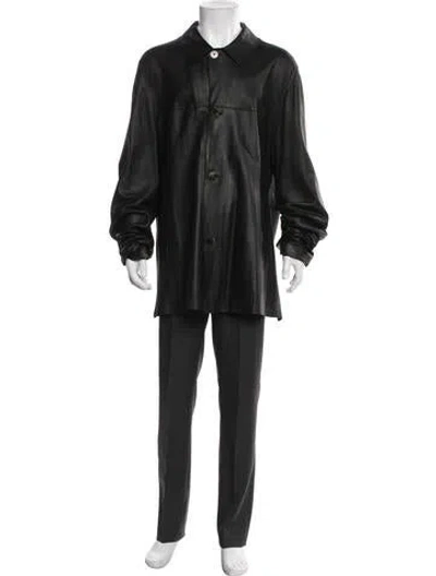 Pre-owned Bruno Magli Leather Trench Coat In Green