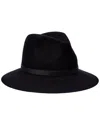 Bruno Magli Leather-trim Wool Felt Fedora In Black