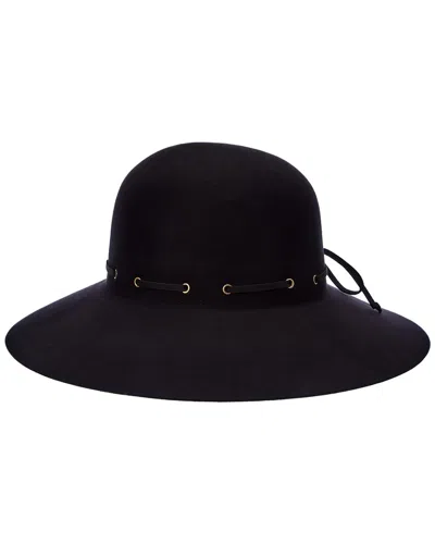 Bruno Magli Leather-trim Wool Felt Hat In Black