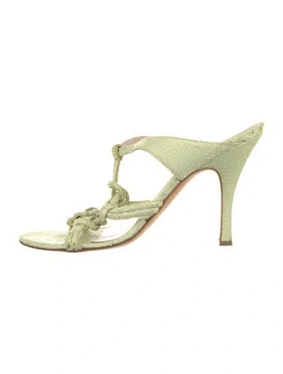 Pre-owned Bruno Magli Leather T-strap Sandals In Green