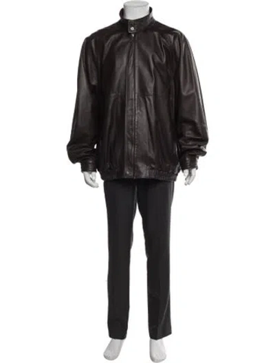 Pre-owned Bruno Magli Leather Windbreaker In Brown