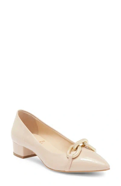 Bruno Magli Lixeth Pointed Toe Flat In Nude Patent