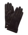 Bruno Magli Logo Cuff Cashmere-lined Leather Gloves In Black
