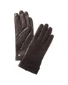 Bruno Magli Logo Cuff Cashmere-lined Leather Gloves In Black