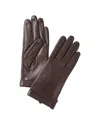 Bruno Magli Logo Cuff Cashmere-lined Leather Gloves In Brown