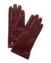 Bruno Magli Logo Cuff Cashmere-lined Leather Gloves In Brown