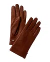 Bruno Magli Logo Cuff Cashmere-lined Leather Gloves In Brown