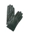 Bruno Magli Logo Cuff Cashmere-lined Leather Gloves In Green