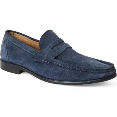 Bruno Magli Lombardo Wrapped Moc Toe Penny Loafer In Blue