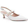 Bruno Magli Luciana Pointed Toe Slingback Pump In Bone Crinkled Patent