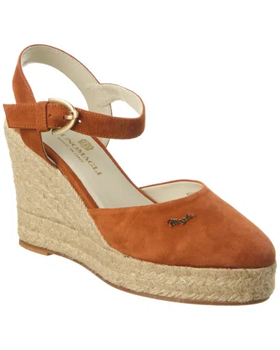 Bruno Magli Mares Suede Wedge Sandal In Orange