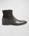 Bruno Magli Men's Armando Ombré-toe Leather Zip Booties In Black Suede/patent