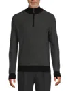 Bruno Magli Men's Classic Fit Striped Merino Wool Quarter Zip Sweater In Black Grey