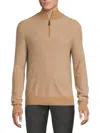 Bruno Magli Men's Classic Fit Striped Merino Wool Quarter Zip Sweater In Tan