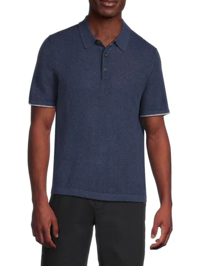 Bruno Magli Men's Knit Polo Shirt In Denim Blue