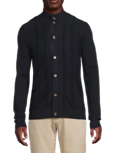 Bruno Magli Men's Merino Wool Button-front Sweater In Black