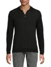 Bruno Magli Men's Merino Wool Half-zip Polo Sweater In Black