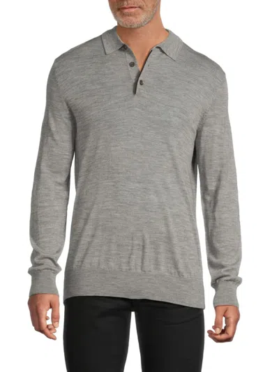 Bruno Magli Men's Merino Wool Polo Sweater In Gray