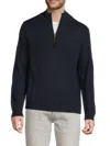 Bruno Magli Men's Merino Wool Quarter-zip Mock Turtleneck Sweater In Blue