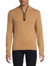 Bruno Magli Men's Merino Wool Quarter-zip Mock Turtleneck Sweater In Brown
