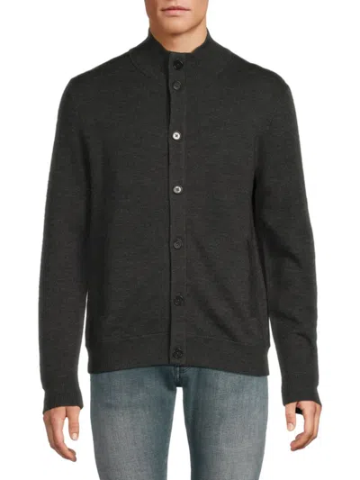 Bruno Magli Men's Mockneck Merino Wool Cardigan In Charcoal