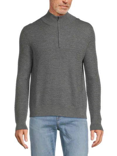 Bruno Magli Men's Quarter Zip Merino Wool Sweater In Grey