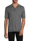 Bruno Magli Men's Short Sleeve Merino Wool Sweater Polo In Medium Grey