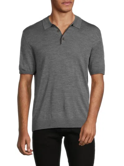 Bruno Magli Men's Short Sleeve Merino Wool Sweater Polo In Medium Grey