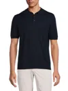 Bruno Magli Men's Short Sleeve Merino Wool Sweater Polo In Navy