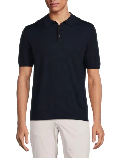 Bruno Magli Men's Short Sleeve Merino Wool Sweater Polo In Navy
