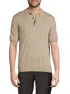 Bruno Magli Men's Short Sleeve Merino Wool Sweater Polo In Oat
