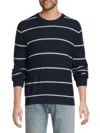 Bruno Magli Men's Striped Cotton-blend Sweater In Navy