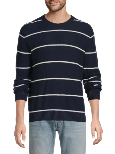 Bruno Magli Men's Striped Cotton-blend Sweater In Navy