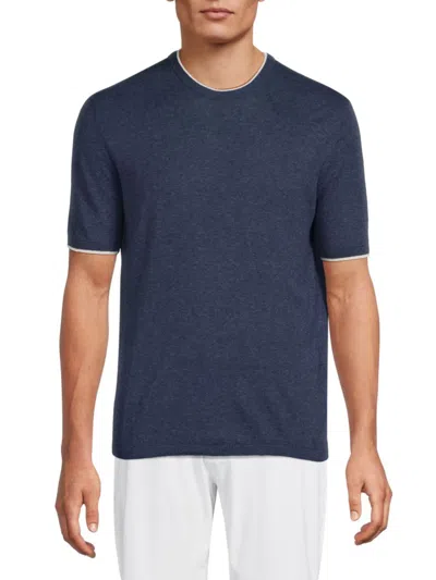 Bruno Magli Men's Tipped Knit T-shirt In Denim Blue