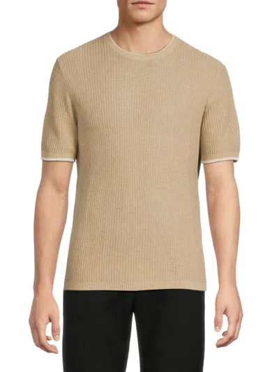 Bruno Magli Men's Waffle Knit Crewneck T-shirt In Oatmeal