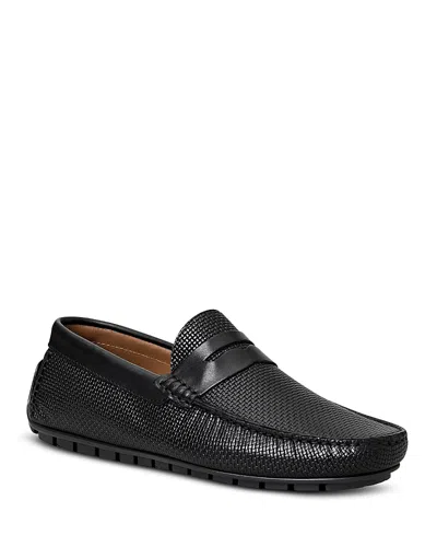 Bruno Magli Men's Xane Woven Slip On Penny Drivers In Black