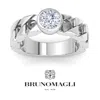 Bruno Magli Mens 1-1 1/2 Carat Round Shape Lab Grown Diamond Bezel Set Solitaire Ring In Sterling Silver In Multi