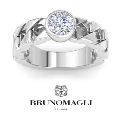 Bruno Magli Mens 1-1 1/2 Carat Round Shape Lab Grown Diamond Bezel Set Solitaire Ring In Sterling Silver In Multi