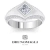 Bruno Magli Mens 1 1/2 Carat Lab Grown Diamond Ring In Sterling Silver In Metallic