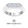 Bruno Magli Mens 1-2 Carat Round Shape Lab Grown Diamond Three Stone Ring In Sterling Silver