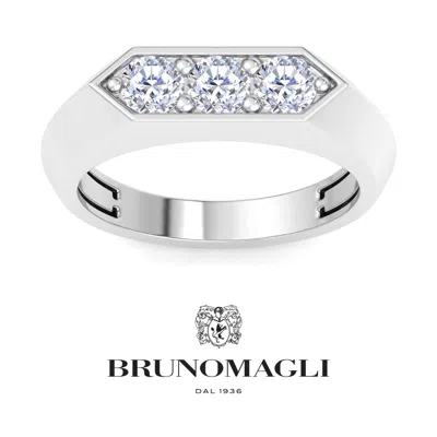 Bruno Magli Mens 1-2 Carat Round Shape Lab Grown Diamond Three Stone Ring In Sterling Silver