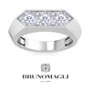 Bruno Magli Mens 1-2 Carat Round Shape Lab Grown Diamond Three Stone Ring In Sterling Silver In Silver