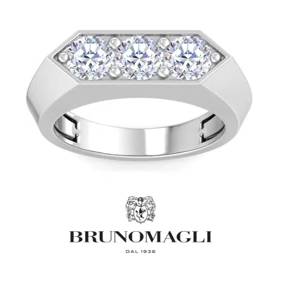 Bruno Magli Mens 1-2 Carat Round Shape Lab Grown Diamond Three Stone Ring In Sterling Silver
